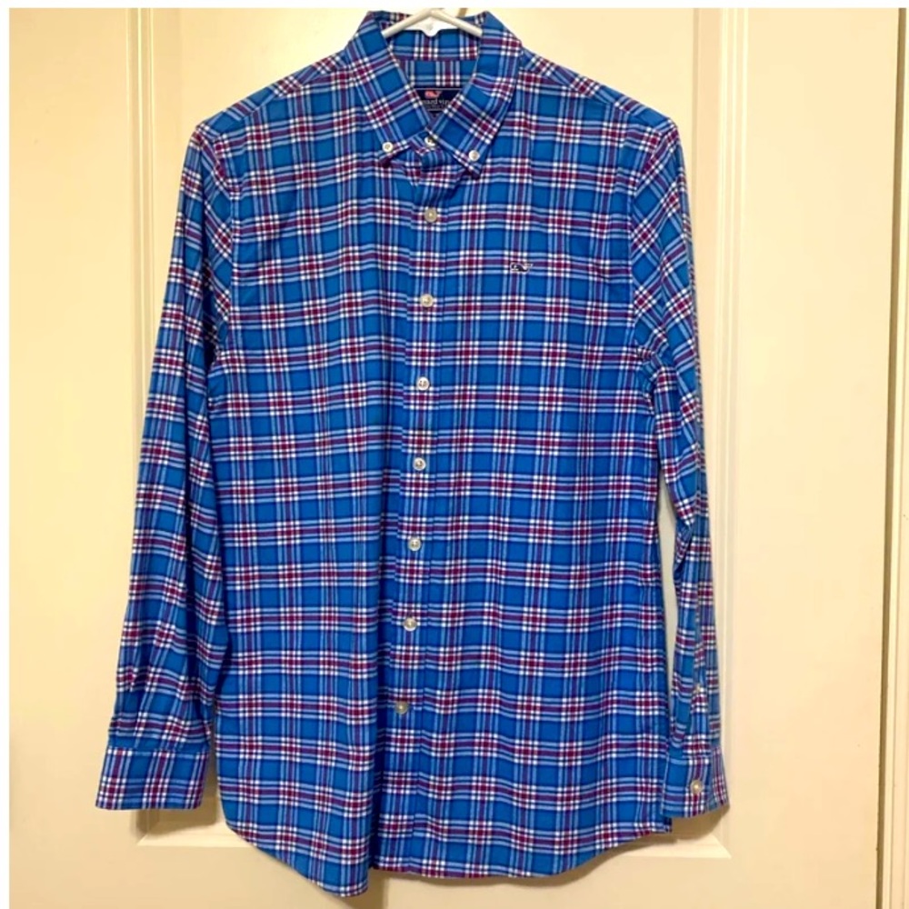 Vineyard Vines whale shirt button down Sz YL
